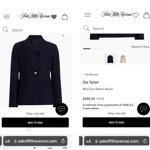 🎅 ELIE TAHARI One Button Blazer Mazarine Navy 100% Wool NWT $495 14 - Picture 6 of 16